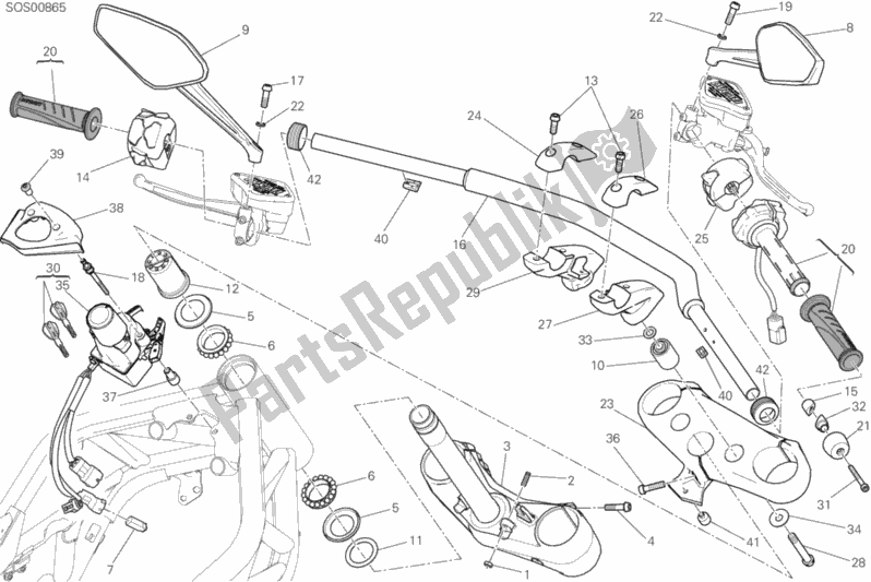 All parts for the Handlebar of the Ducati Diavel Xdiavel Sport Pack Brasil 1260 2018